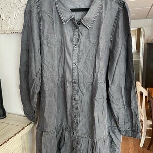 Serra Gray Button-Front Tiered Shirt Dress. Never worn.